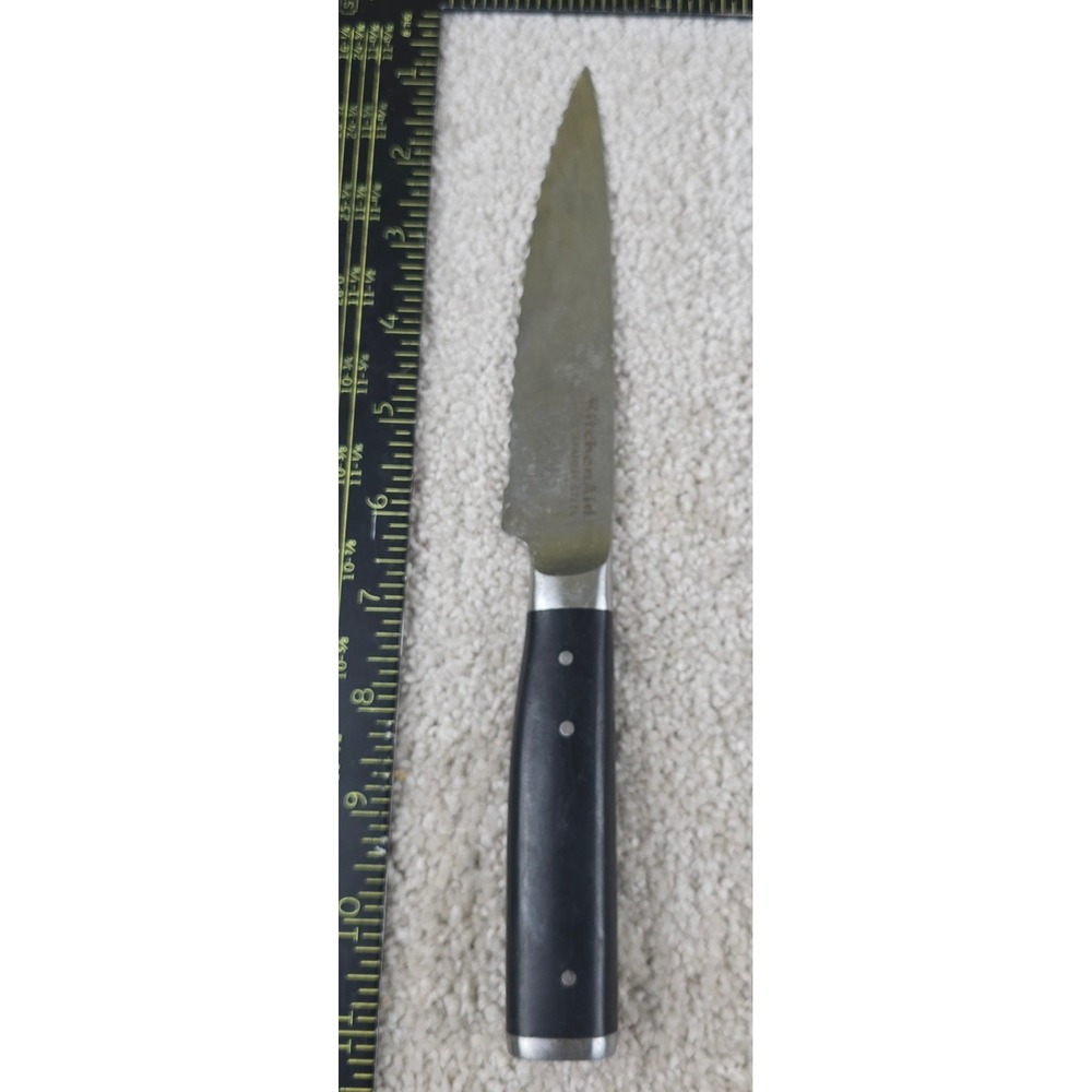 KitchenAid Steak Knife‎ Silver Black Serrated Stainless Steel Triple Rivet